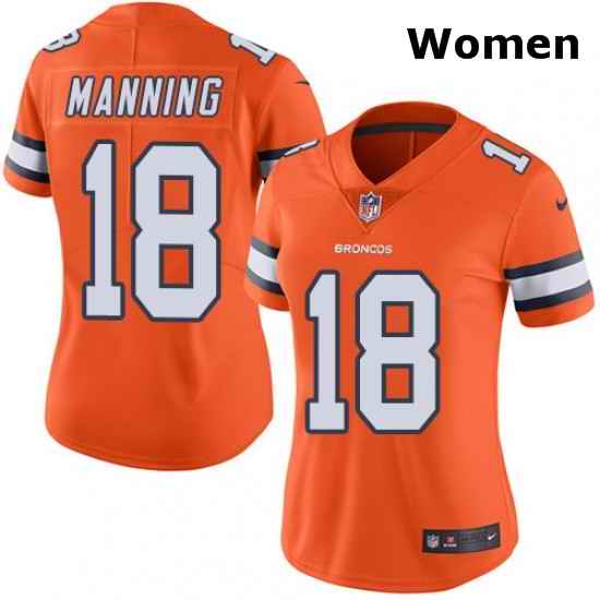 Womens Nike Denver Broncos 18 Peyton Manning Limited Orange Rush Vapor Untouchable NFL Jersey